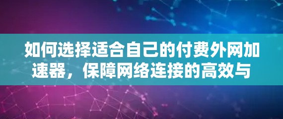 如何选择适合自己的付费外网加速器，保障网络连接的高效与安全