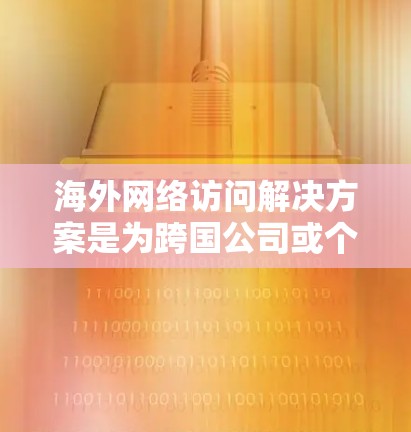 海外网络访问解决方案是为跨国公司或个人用户设计的工具，用于管理和监控网络访问。以下是一些常见的海外网络访问解决方案，涵盖工具、数据收集、监控和安全等方面